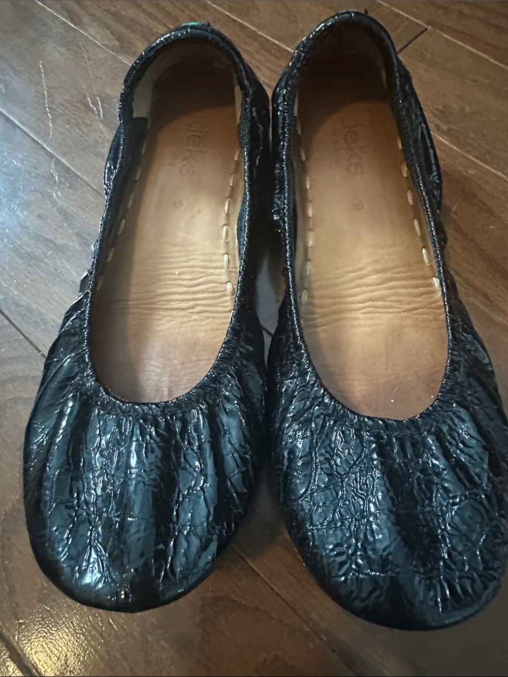 Tieks Black Crinkled Leather Ballet Flats